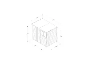 4LIFE Pent Shed 7x5 - Single Door - 2 Windows