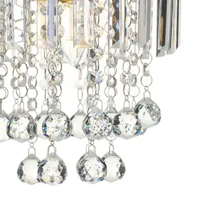 Modern 23cm Dia Chandelier Droplet Crystal Ball Chrome Mount Ceiling Light Fixture