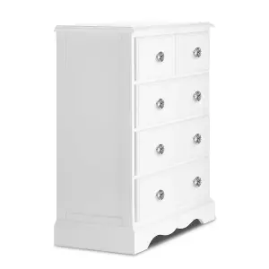 Romance True White 2 Over 3 Chest of Drawers with Crystal Handles