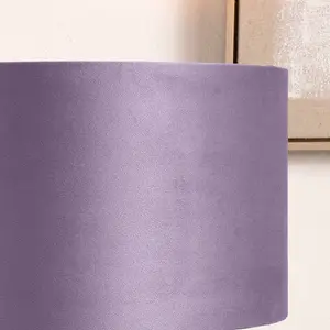 35cm Lilac Velvet Cylinder Table Lampshade