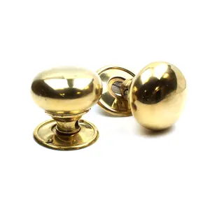 Polished Brass Hollow Door Knob Set - 50mm Diameter