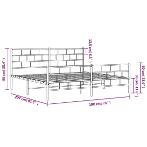 Berkfield Metal Bed Frame with Headboard and Footboard Black 193x203 cm