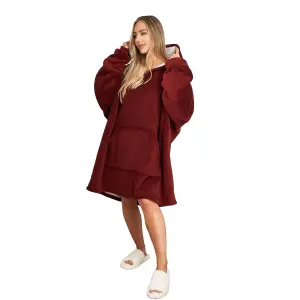 Sienna Hoodie Blanket Ultra Plush Wearable Sherpa Oversize - Burgundy