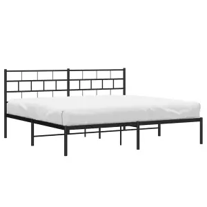 Berkfield Metal Bed Frame with Headboard Black 193x203 cm