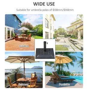 Outsunny 9kg Resin Garden Parasol Base Holder Square Umbrella Stand, Bronze