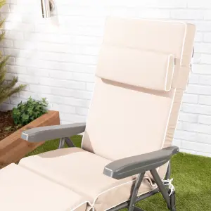 Alfresia Garden Sun Lounger - Charcoal Frame with Taupe Luxury Cushion