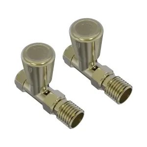 Right Radiators 15mm Brushed Brass Straight Lockshield Valve Towel Rail Radiator Valves Central Heating Taps