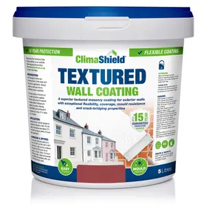 Smartseal Wall Coating Textured (Brick Red), Waterproof 15 years, Brickwork, Stone, Concrete and Render, Breathable, 5kg