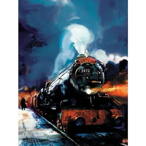 Harry Potter Hogwarts Express Painted Canvas Print Blue/Orange/Black (40cm x 30cm)