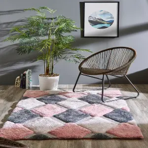 Origins 3D Geo Shaggy Rug Blush 160 X 230