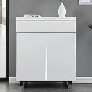 Sydney High Gloss Shoe Cabinet With 2 Door 1 Drawer In White