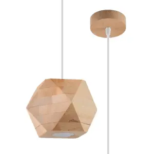 Woody Wood Natural 1 Light Classic Pendant Ceiling Light