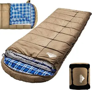 Winter 0 Degree Canvas Sleeping Bag For Fishing, Hunting, Traveling And Camping Particularly In Cold Winter Outdoor With Removable Flannel Liner And