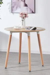 Halo Round Dining Set with Oak Table and 2 Black Chairs