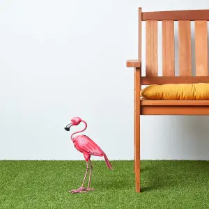 Homescapes Small Metal Pink Flamingo with Hooked Neck, 35 cm Tall