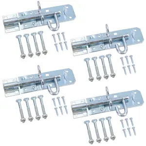 100mm Galvanised Brenton Slip Bolt Padbolt Slide Latch Lock Sheds Gates 4pk