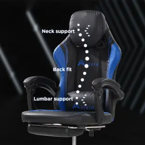 Alivio 360 Swivel Gaming Chair with Footrest Lumbar Support Back Support - Blue & Black