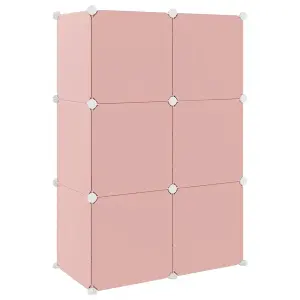 Cube Storage Cabinet for Kids with 6 Cubes Pink PP