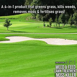 Pro-Kleen 4 in 1 Weed and Feed Lawn Treatment with Moss Killer - Greens Grass, Kills Weeds & Moss & Fertilises Grass 5kg