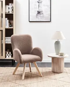 Beliani Scandinavian Armchair BJARN Boucle Brown