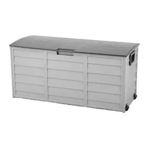 290L Waterproof Lockable Outdoor Garden Storage Box with Wheels, Dark Grey and Light Grey