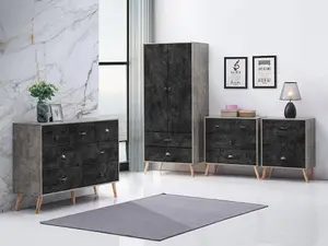 Nordic 3+2 Drawer Chest in Grey and Charcoal Concrete Finish