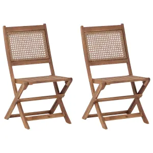 Set of 2 Garden Chairs PARAGGI Certified Acacia Wood Light Wood