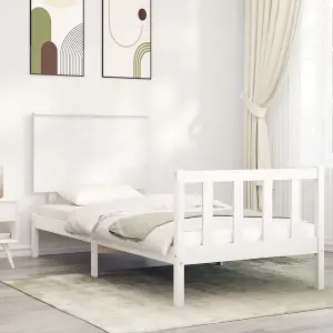 Berkfield Bed Frame with Headboard White 90x200 cm Solid Wood