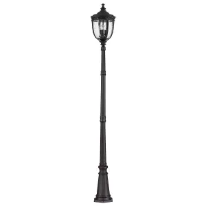 Luminosa English Bridle 3 Light Large Outdoor Lamp Post Black IP44, E14