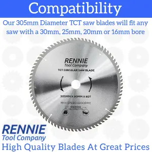 305mm x 80T TCT Circular Wood Saw Blade. Fits Bosch Makita Dewalt Circular Saws Etc