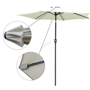 Birchtree Garden Parasol Tilt Crank Patio Sunshade Umbrella Aluminium 2.5M Beige