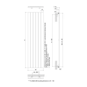 Ximax Vertirad HW1800670A Anthracite Gas Vertical Designer panel 4386BTU Radiator, (W)670mm x (H)1800mm