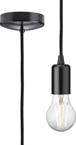 Luminosa 1.8m E27 Contemporary Pendant Set - Matt Black 230V IP20 80W