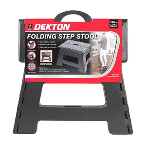 Dekton Folding Step Stool 150kg Max Anti Slip Home Workplace Aid Ladder Portable - 35cm Black