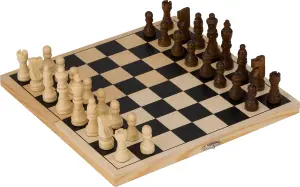 Goki Chess Set Board Game Compact Portable Wooden Folding Gameboard Travel Box