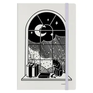 Grindstore Moon Familiar Hard Cover A5 Notebook Cream/Black (One Size)