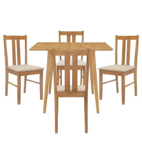 Hallowood Furniture Ledbury Light Oak Drop Leaf Dining Table with 4 Aston Chairs