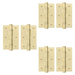 AFIT Satin Brass Door Hinges - 3 Inch / 76mm  Internal Fire Door Hinges - 3 Pairs