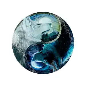 Grindstore Wolf Yin Yang Circular Chopping Board Blue/White (One Size)