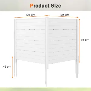 Costway Outdoor 2 HDPE Fence Panels 120 x 115 cm Privacy Fence Screen w/ 5 Ground Stakes