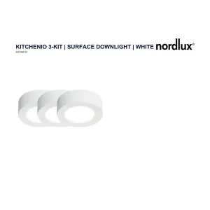 Nordlux Kitchenio 3-Kit Surface Indoor Kitchen Dining Hallway Downlight In White (Height) 2.1cm