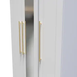 Helmsley Tall Triple Mirror Wardrobe in White Ash (Ready Assembled)