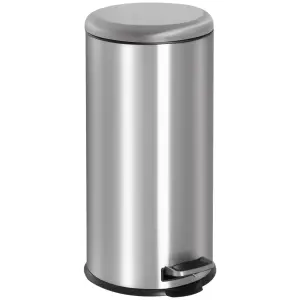 HOMCOM Foot Pedal Bin Stainless Steel Metal Waste Rubbish Lid Kitchen Garbage