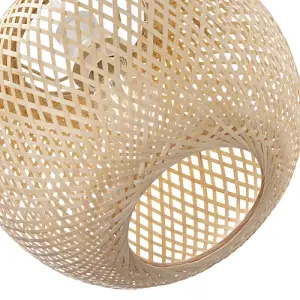 Eco Friendly Modern Spherical Cage Design Bamboo Strapping Pendant Lamp Shade