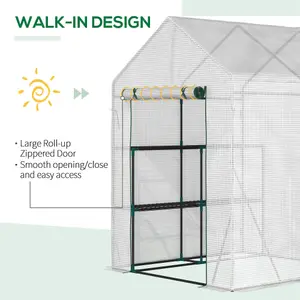 Outsunny Greenhouse for Outdoor, Portable Gardening Plant Grow House w/ Shelf