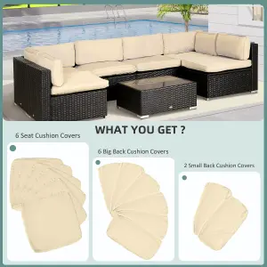 Outsunny Garden Rattan Sofa Set Polyester Cover Replacement No Cushion Beige