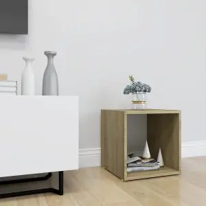 Berkfield TV Cabinet White and Sonoma Oak 37x35x37 cm Engineered Wood