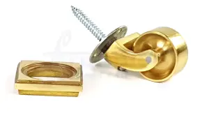 1x BRASS CASTOR & SQUARE32mm SCREW IN CASTOR  FURNITURE BEDS SOFAS CHAIRS STOOLS