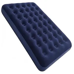 Double Blue Flocked Quick Inflation Air Bed Indoor Outdoor Mattress