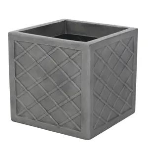 Sankey Small Lazio Plastic Square Planter (H)30cm (W)32cm